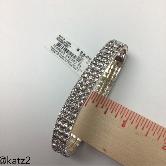 BT Jeweled Clear Rhinestone 3-Row Expansion Bracelet - Picture 5 of 8